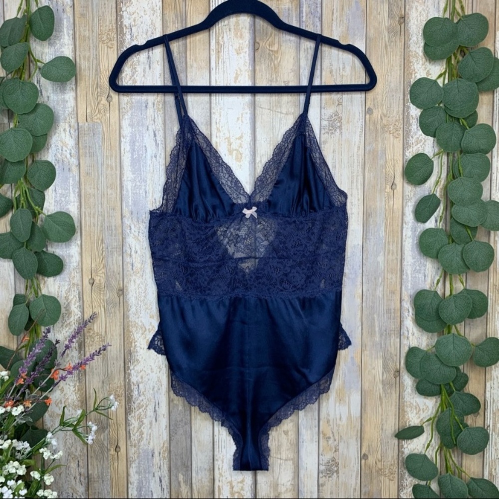 VS Navy Lace Cheeky One Piece Lingerie
